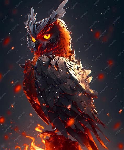 Premium Ai Image Fire Owl