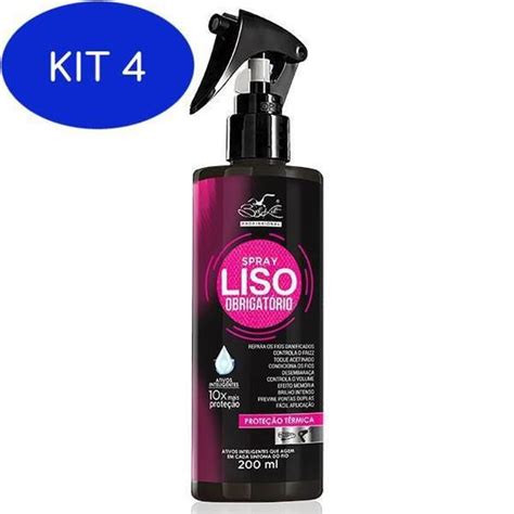 Kit 4 Spray Liso Obrigatório 200Ml Belkit Protetor Térmico Capilar