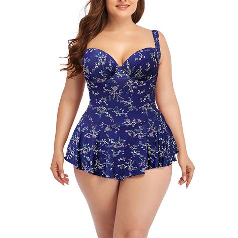 Ladigasu Womens One Piece Tummy Control High Waisted Swimdress Plus