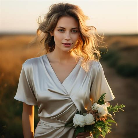 Premium Ai Image A Woman With A White Dress And A White Flower In Her