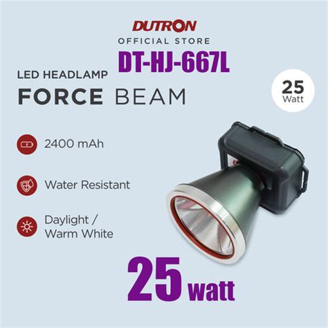 Jual DUTRON HJ 667L FORCE BEAM Senter Kepala LED 25w Headlamp Camping