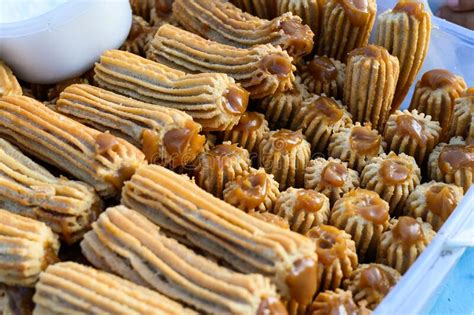 Peruvian Street Churros Stacked On A Plastic Box Stock Image Image