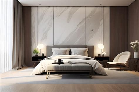 Premium AI Image | A bedroom featuring a mix of textured wall panels