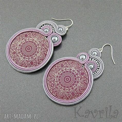 kolczyki soutache pink vintage ღ art Madam pl