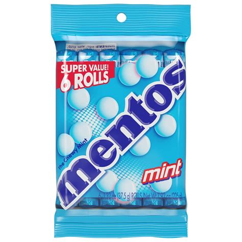 Mentos Chewy Mint Candy Roll Peppermint 132 Oz 6 Count Walmart