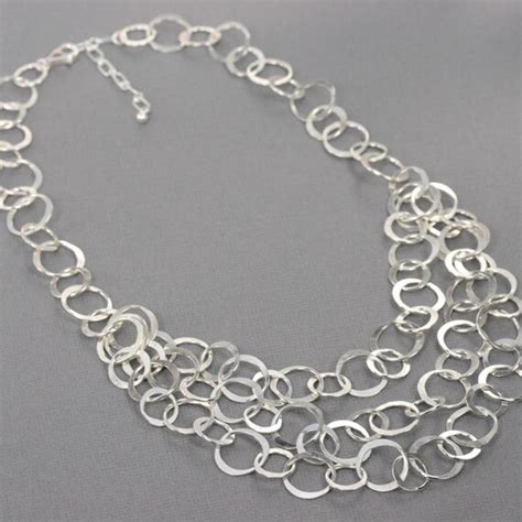 Sterling Silver Chain Statement Necklace Etsy