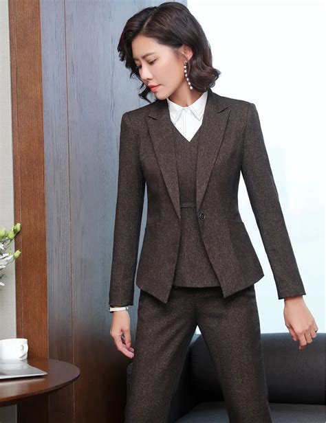 High Quality Fabric Formal 3 Piece Pantsuits With Jackets And Pants And