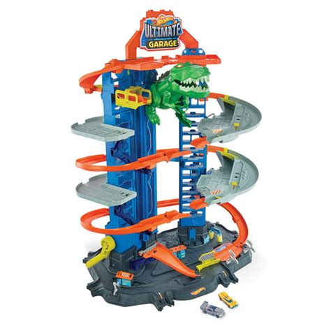 Hot Wheels City Ultimate Garage Playset with 2 Toy Cars & Robo-Dinosaur ...