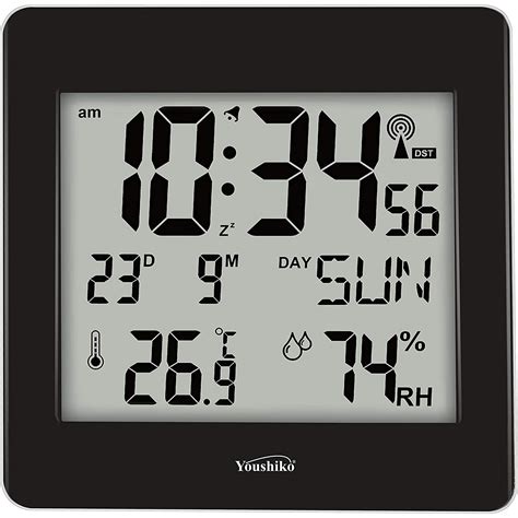 Large Jumbo LCD Radio Controlled Wall Clock with Temperature and Humid ...