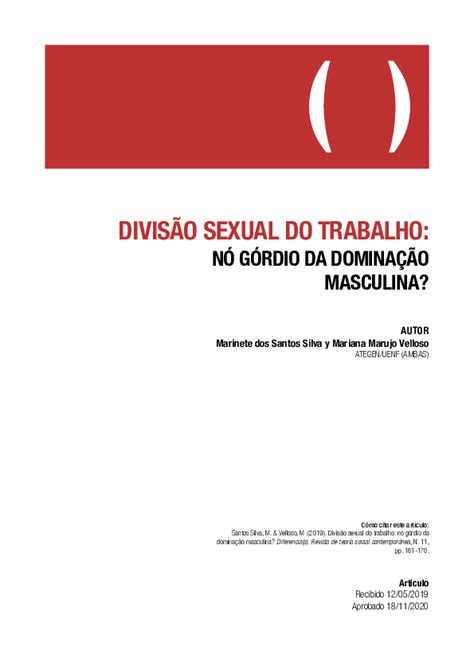 Pdf Divisão Sexual Do Trabalho Nó Górdio Da Dominação Masculina