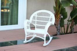 Santa Maria White Rocker Wicker Chair Set Of 4 Jeco Wholesale W00209 R 4