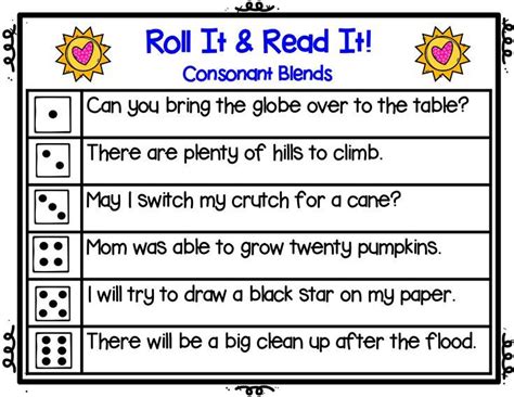 Beginning Consonant Blends Seasonal Roll It Read It Game Cards