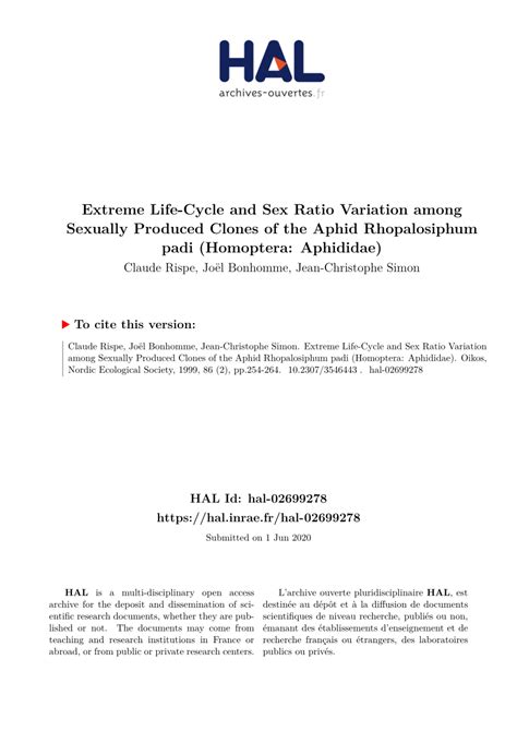 Pdf Extreme Life Cycle And Sex Ratio Variation Among Sexually