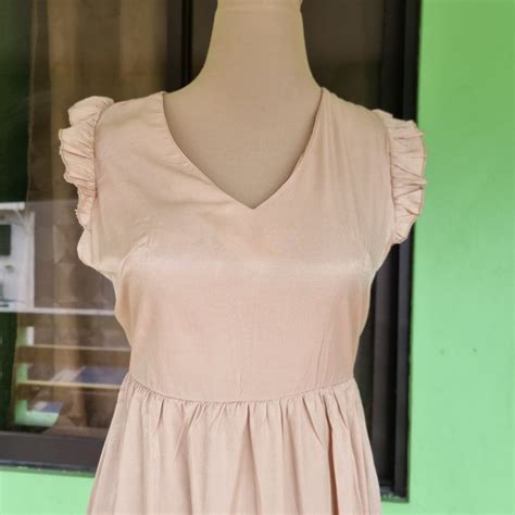 Shein Nude Ruffle Tiered Midi Dress Medium Large Women S Fashion Dresses Sets Dresses On