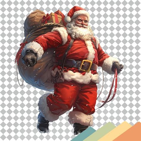 A Santa Claus Carrying A Bag Of Gifts Premium AI Generated PSD