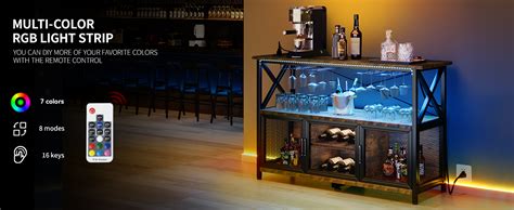 Amazon YITAHOME 55 Wine Bar Cabinet With LED Lights Power Outlets