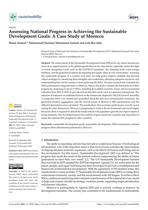 Pdf Assessing National Progress In Achieving The Sustainable