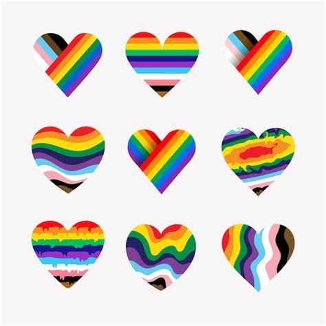 Premium Vector Set Of Lgbtq Pride Heart Heart Shape With Lgbt