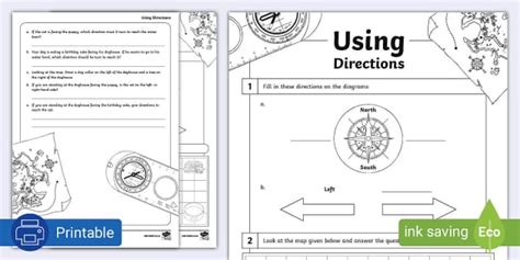 Using Directions Activity Sheet L Enseignant A Fait