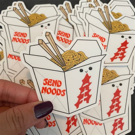 Send Noods Take Out Waterproof Vinyl Sticker Etsy