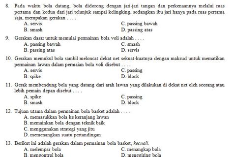 Soal Uas Pjok Kelas 5 Semester 1 Dan Kunci Jawabannya Lee Z H