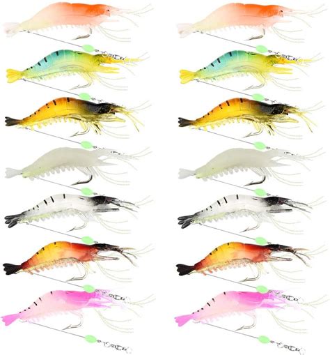 Amazon 14pcs Shrimp Bait Artificial Silicone Soft Baits Luminous