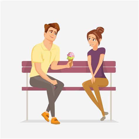 Couple are sitting on a bench cartoon 1632500 Vector Art at Vecteezy