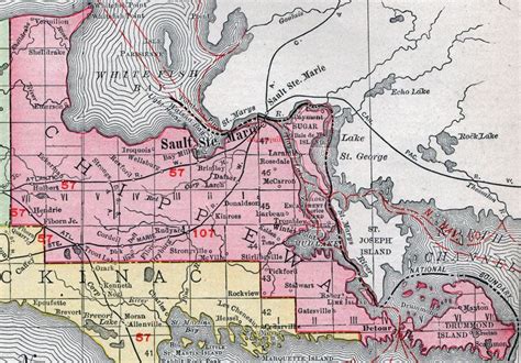 Chippewa County Michigan 1911 Map Rand Mcnally Sault Ste Marie