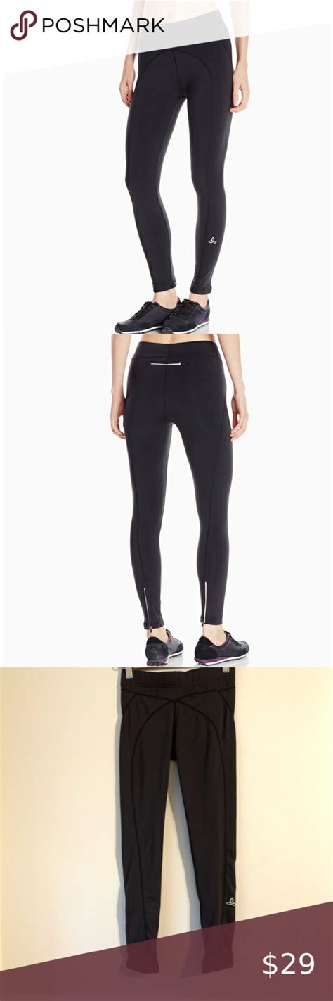 Prana Gazelle Black Leggings Ankle Zip Reflective Black Leggings