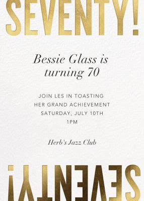 70th Birthday Invitations | Send online instantly | RSVP tracking