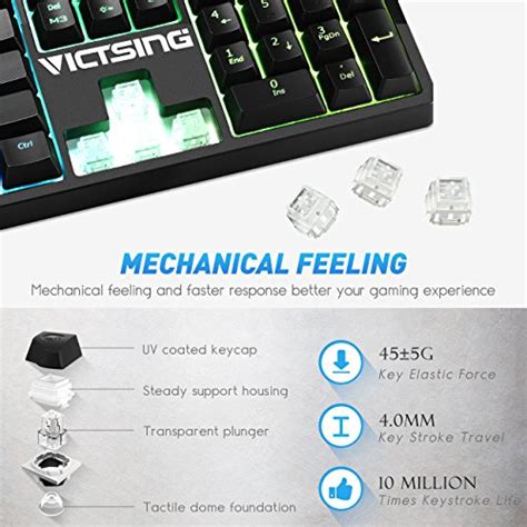 VicTsing RGB Backlit Wired Gaming Keyboard, Mechanical Feeling Gaming Keyboard with Anti ...