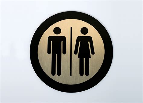 Modern Bathroom Door Sign. Stainlesst & Black Plexiglass - Etsy