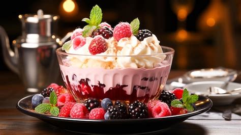 Premium Ai Image Freshness And Sweetness In A Bowl Of Gourmet Dessert