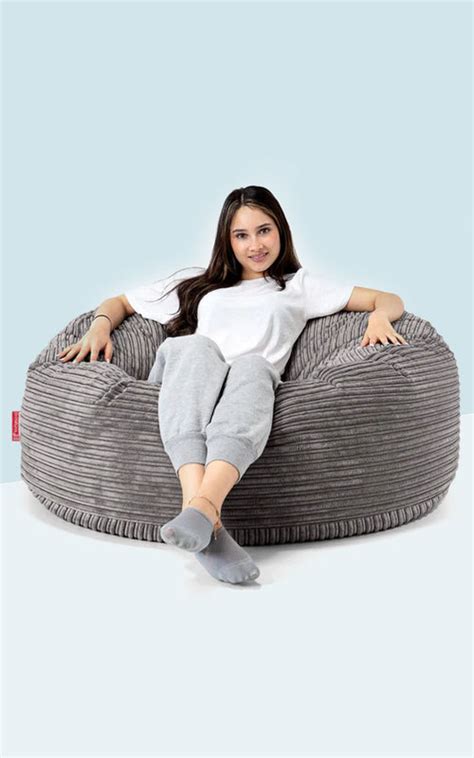 Lounge Pug Pom Pom Large Bean Bag For Adults Mammoth Giant Beanbag Uk Charcoal Grey