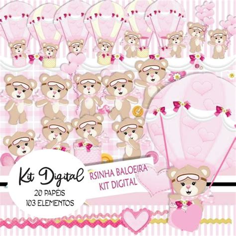 Kit Digital Ursinha Baloeira Rosa Elo7 Produtos Especiais