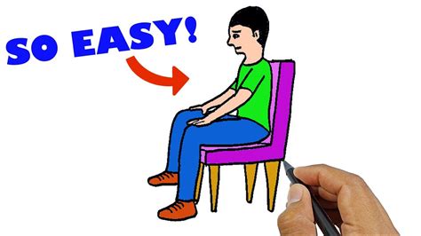 How To Draw A Person Sitting Down On A Chair Easy Version Easy