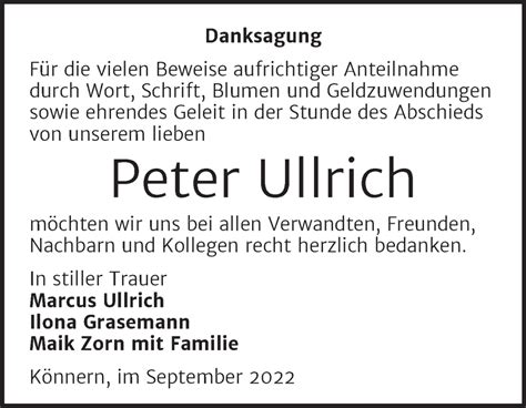 Traueranzeigen Von Peter Ullrich Abschied Nehmen De