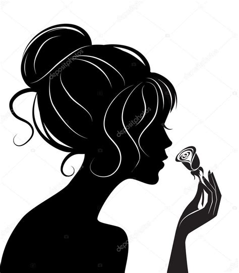 Descargar Silueta De Chica De Belleza Con Rose — Ilustración De Stock 5419938 Silhouette