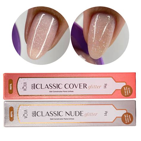 Kit Gel Classic Cover Glitter Classic Nude Glitter Vòlia Sachê Refil Brilho Shopee Brasil
