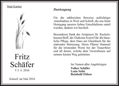 Traueranzeigen von Fritz Schäfer vrm trauer de