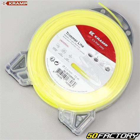 Fil de débroussailleuse Ø2 mm rond nylon Kramp jaune bobine de 15 m