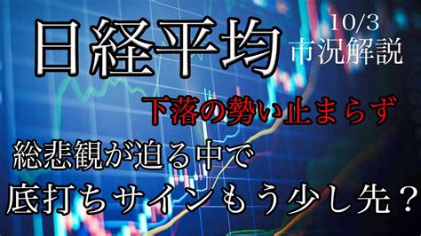 103【日経平均】下落の勢い止まらず！総悲観が迫る中で底打ちラインの下振れも拡大！ Youtube