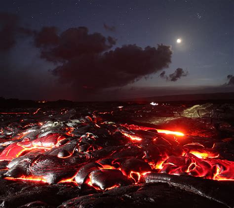 Lava Night Fire Magma Sky Hd Wallpaper Peakpx