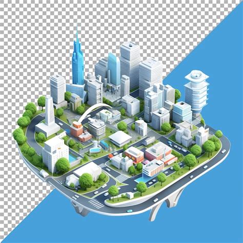 Renderización 3d De Una Ciudad Isométrica En Un Fondo Transparente