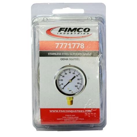 Fimco Pressure Gauge Psi Liquid Filled Blain S