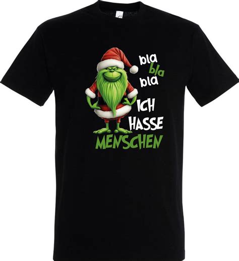 Ich hasse Menschen Grinch Christmas T Shirt SPRÜCHE LUSTIG TOP Lustiges