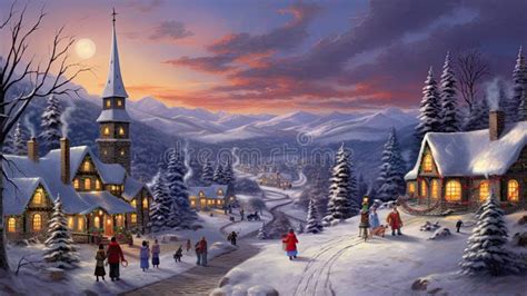 Snowy Christmas landscape stock illustration. Illustration of ...