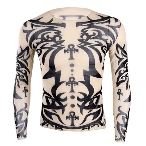 Men Long Sleeve Tattoo T Shirts Custom Print T Shirts Soft Breathable