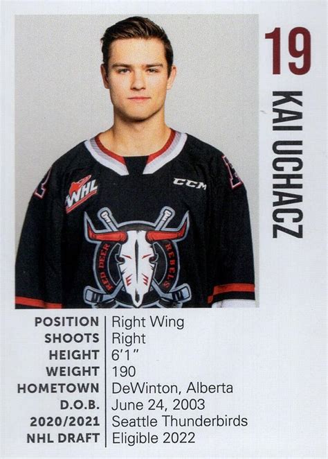 2021 22 Red Deer Rebels Whl Nno Kai Uchacz Trading Card Database