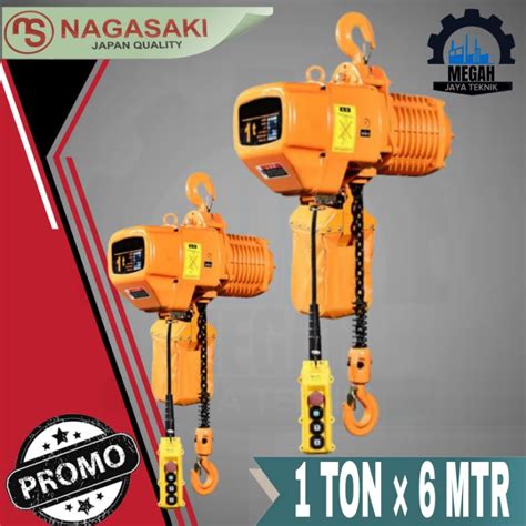 Jual ELECTRIC CHAIN HOIST 1 TON 12 MTR 380V 3 PHASE NAGASAKI JAPAN